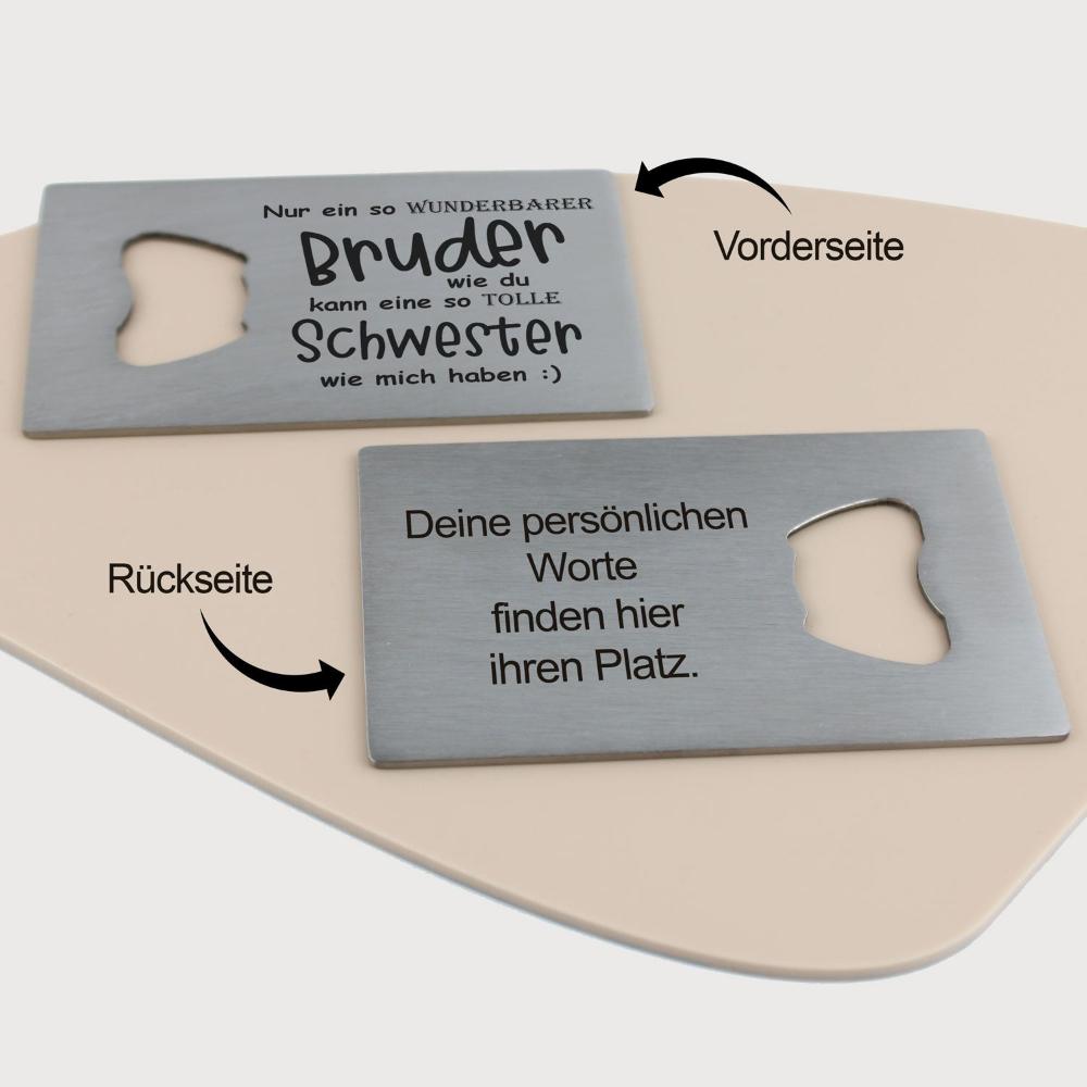 Flaschenöffner Bruder - Schwester - personalisiertes Geschenk - Gravur19