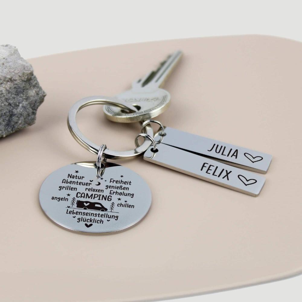 Camping Geschenk - Schlüsselanhänger personalisiert - Gravur19