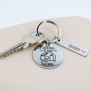Camping ist meine Therapie - Schlüsselanhänger personalisiert Gravur19