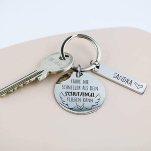 Fahre nie schneller als dein Schutzengel - Schlüsselanhänger - personalisiertes Geschenk - Gravur19