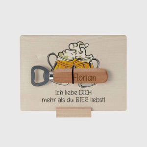 Geschenkset Ich liebe dich mehr als du Bier liebst - personalisiertes Geschenk - Gravur19