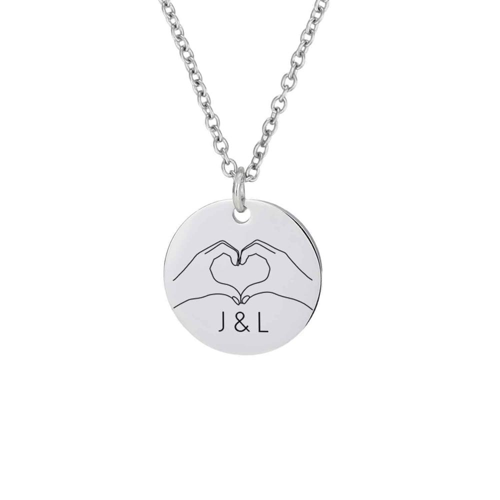 Halskette Herzgeste mit Initialen - personalisiertes Geschenk - Gravur19