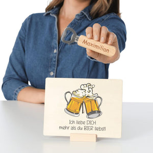 Geschenkset Ich liebe dich mehr als du Bier liebst - personalisiertes Geschenk - Gravur19