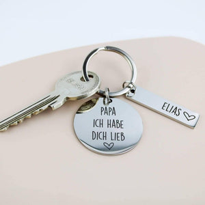 Papa ich habe dich lieb - Schlüsselanhänger personalisiert personalisiertes Geschenk - Gravur19