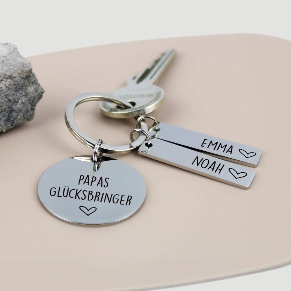 Papas Glücksbringer - Schlüsselanhänger personalisiert personalisiertes Geschenk - Gravur19