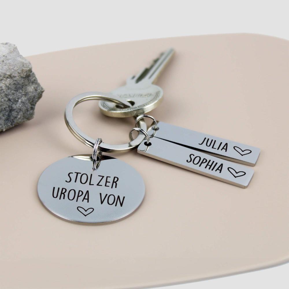 Stolzer Uropa von - Schlüsselanhänger personalisiert - personalisiertes Geschenk - Gravur19