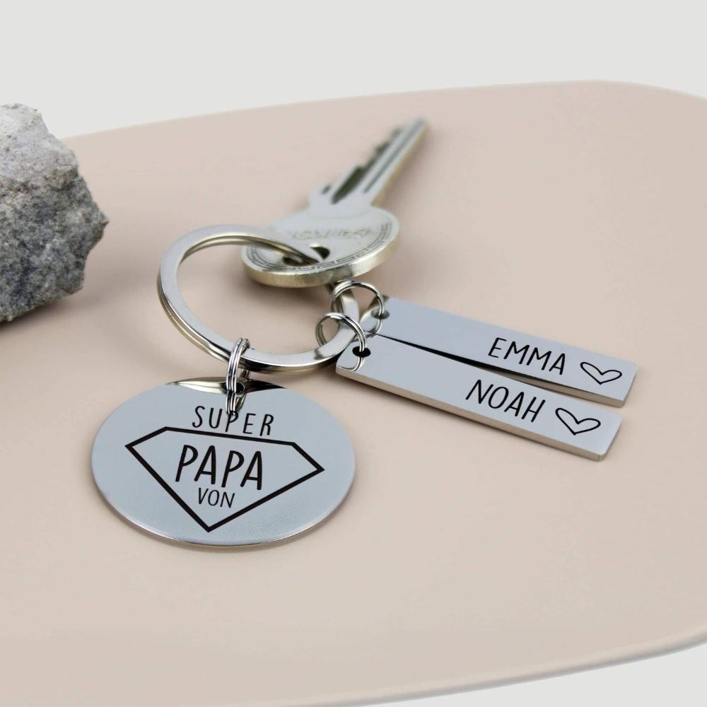 Super Papa - Schlüsselanhänger personalisiert - - personalisiertes Geschenk - Gravur19