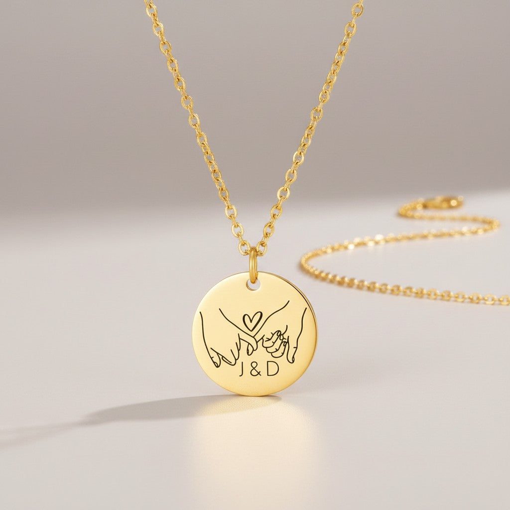 Goldene Freundschaftskette mit Initialen und Herz – Geschenk für beste Freundin