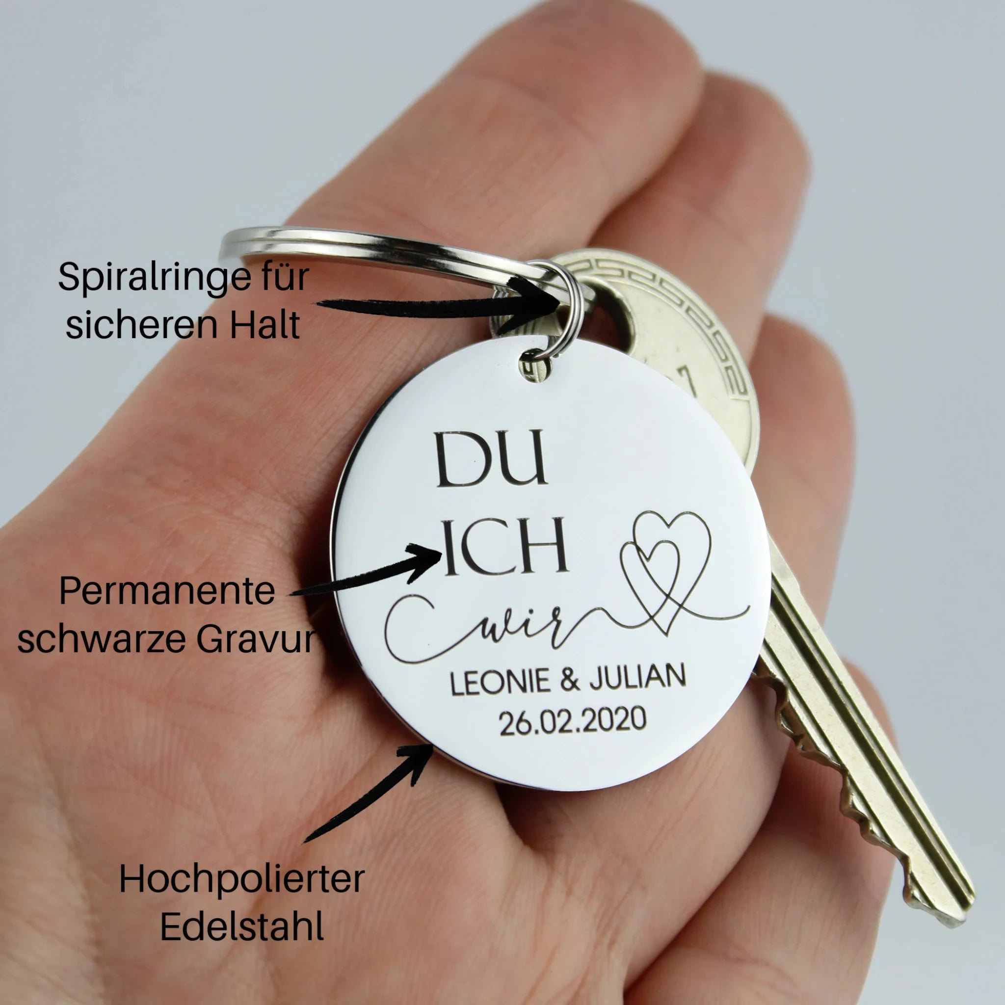 Personalisiertes Liebesgeschenk Schlüsselanhänger Du Ich Wir für Freund oder Freundin