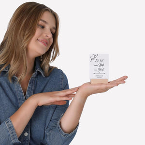 Romantische Karte aus transparentem Acrylglas mit Aufdruck "Du bist mein Stück vom Glück" und Euere Namen und Datum - personalisiertes Geschenk