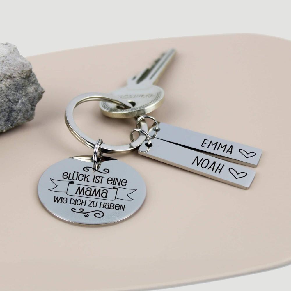 Glück ist eine Mama wie Dich zu haben - Personalisierter Schlüsselanhänger  - personalisiertes Geschenk - Gravur19