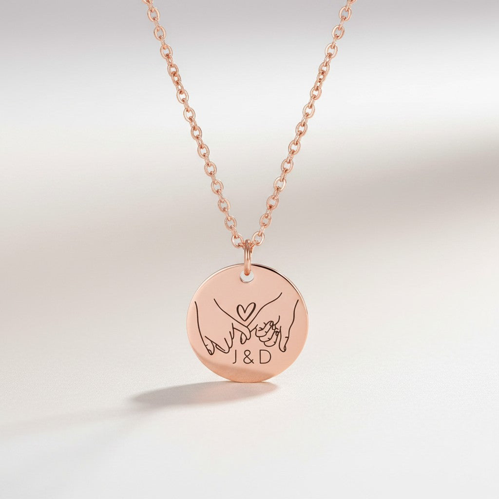 Roségoldene Freundschaftskette mit Initialen – personalisierte Halskette aus Edelstahl
