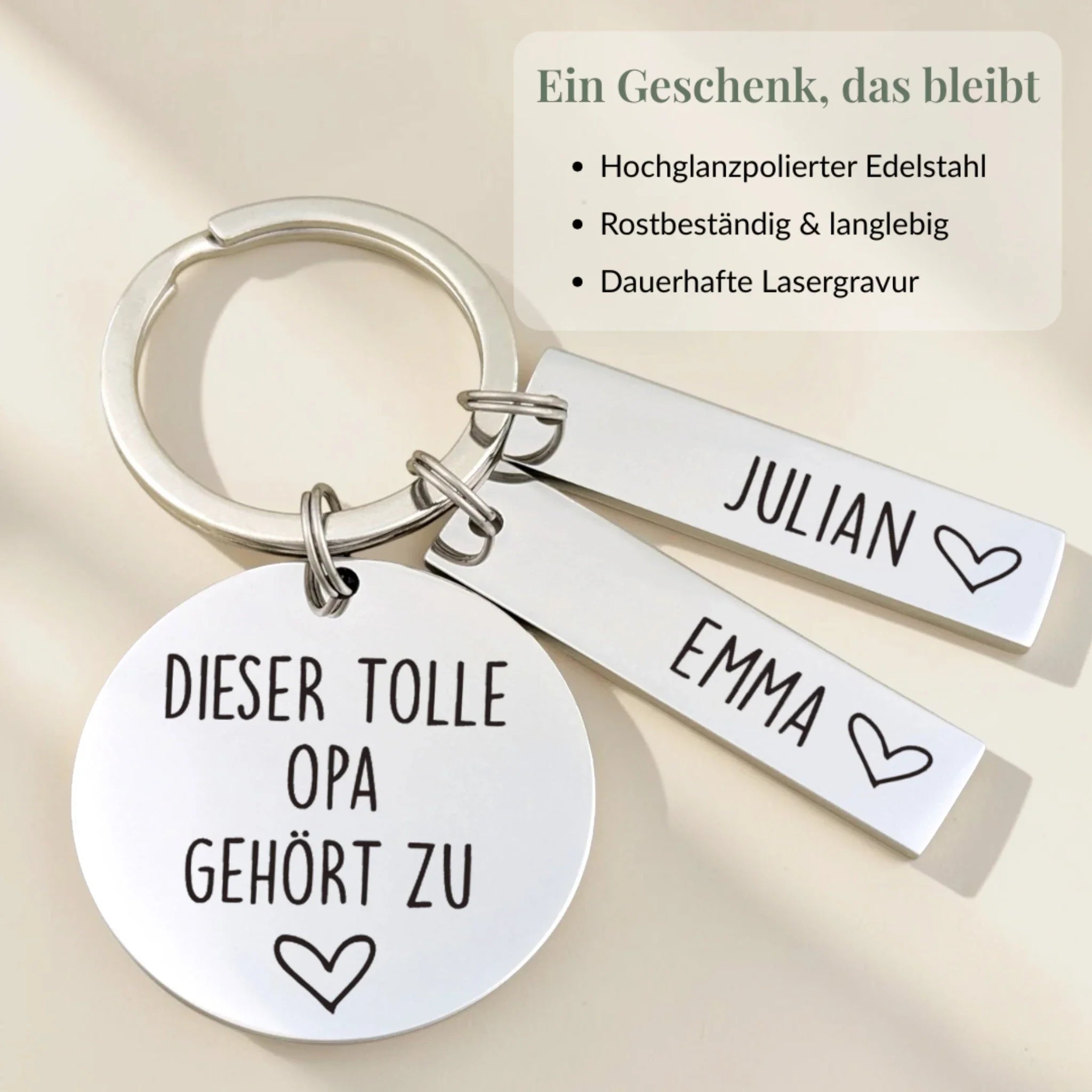 Infobild Ein Geschenk das bleibt für Tolle Opa Schlüsselanhänger mit Edelstahl und Lasergravur